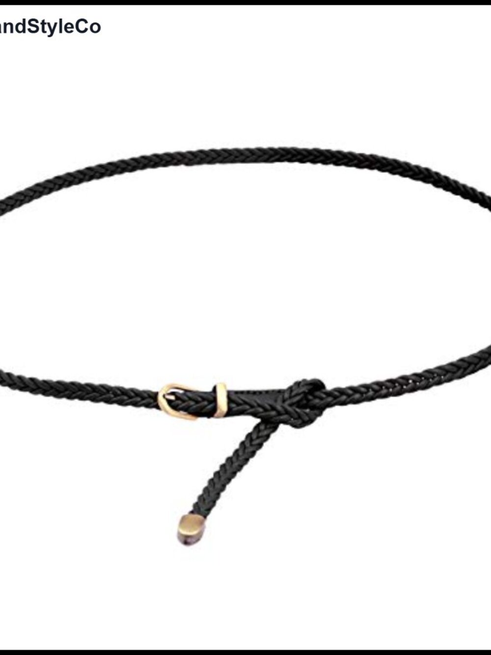Women's Braided Faux Leather Skinny Woven Belt with Pin Buckle